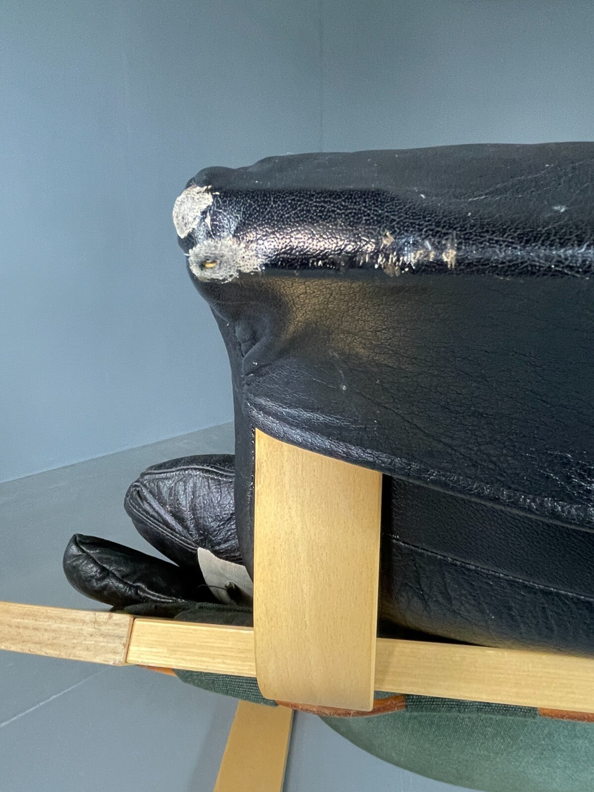 Vintage Swedish Lounge Chair Black Leather Krokken Retro MCM EB6604 MBEN8