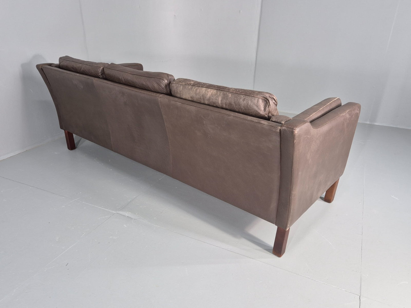 Vintage 3 Seat Sofa Danish Brown Leather Mid Century Retro 1970s EB10487 M3SS15