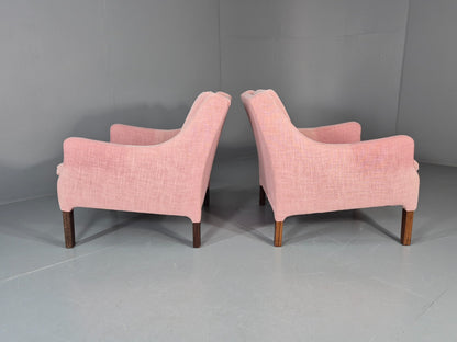 2 Midcentury Lounge Chairs 1960s Vintage Danish Pink Cotton EB11217 MNOR8