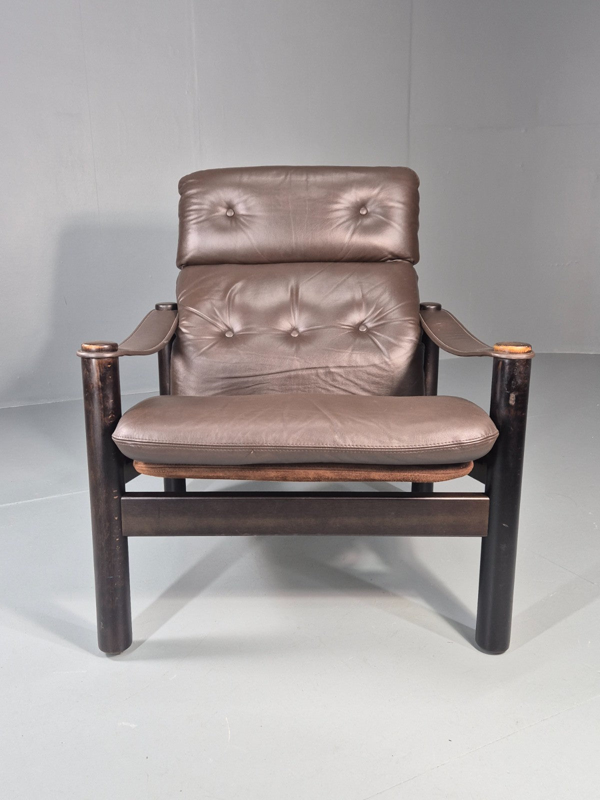 Vintage Leather Lounge Chair Gehl and Nissen Jeki Mid Century Retro EB11480 MNOR2