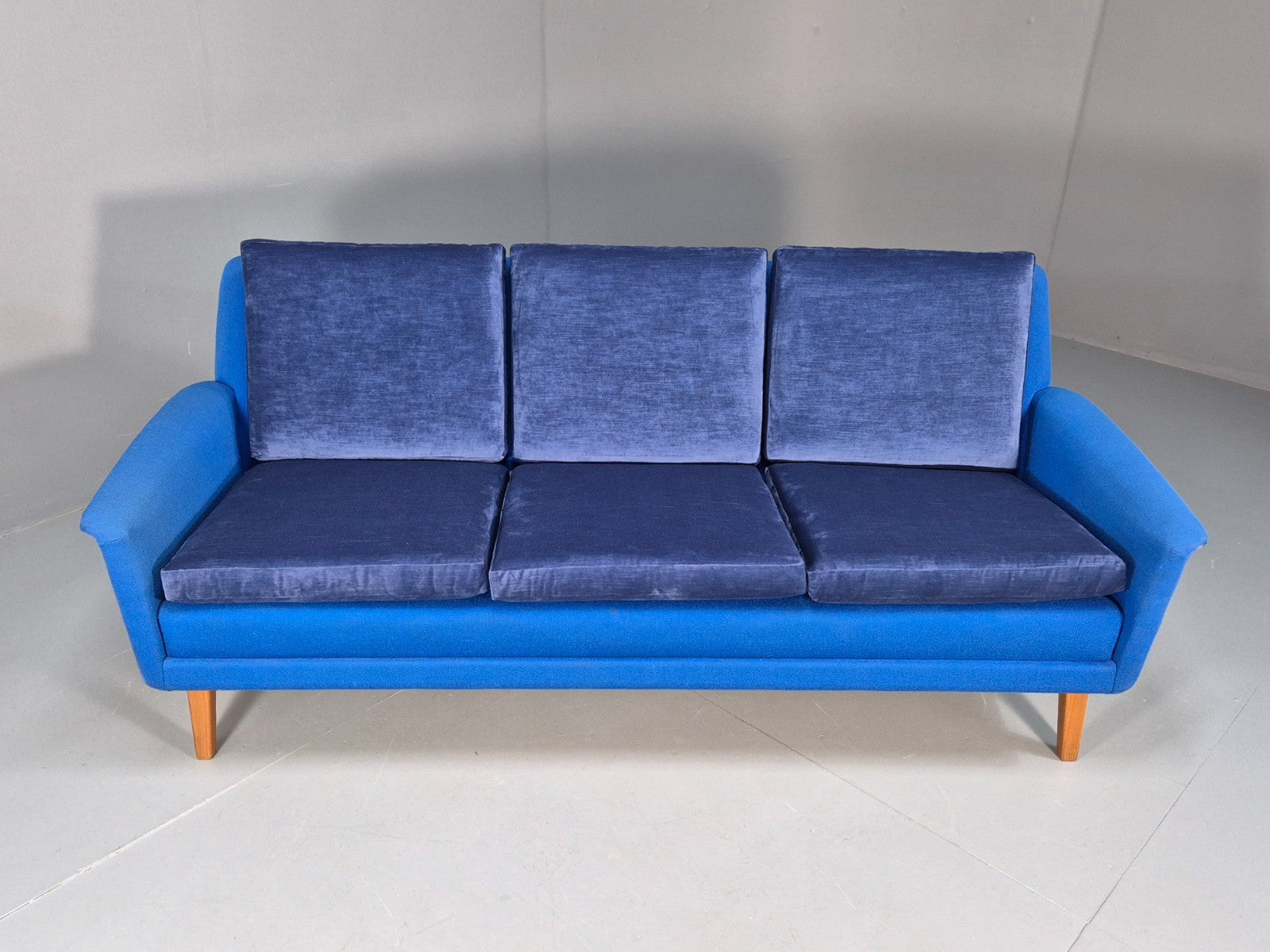Vintage Folke Ohlsen 3 Seat Sofa Blue New Cushions 1960s Dux Sweden EB9363 M3SS - UKDK FURNITURE