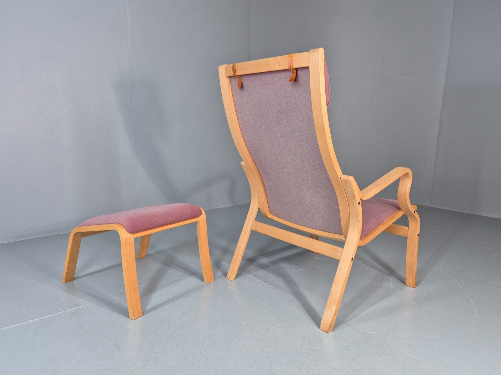 Vintage Danish Bentwood Chair and Footstool Ostergaard Style Retro EB11297 MBEN6
