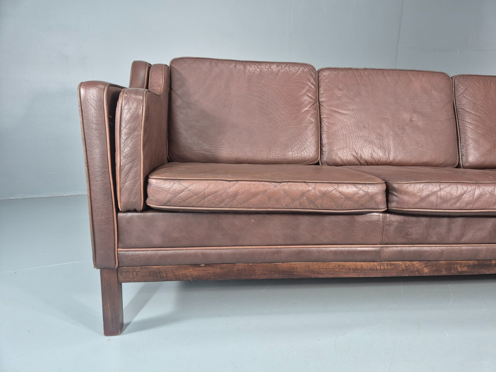 3 Seater Leather Sofa Vintage Mid Century Mogensen Shape 1970 Retro EB11356 M3SS2