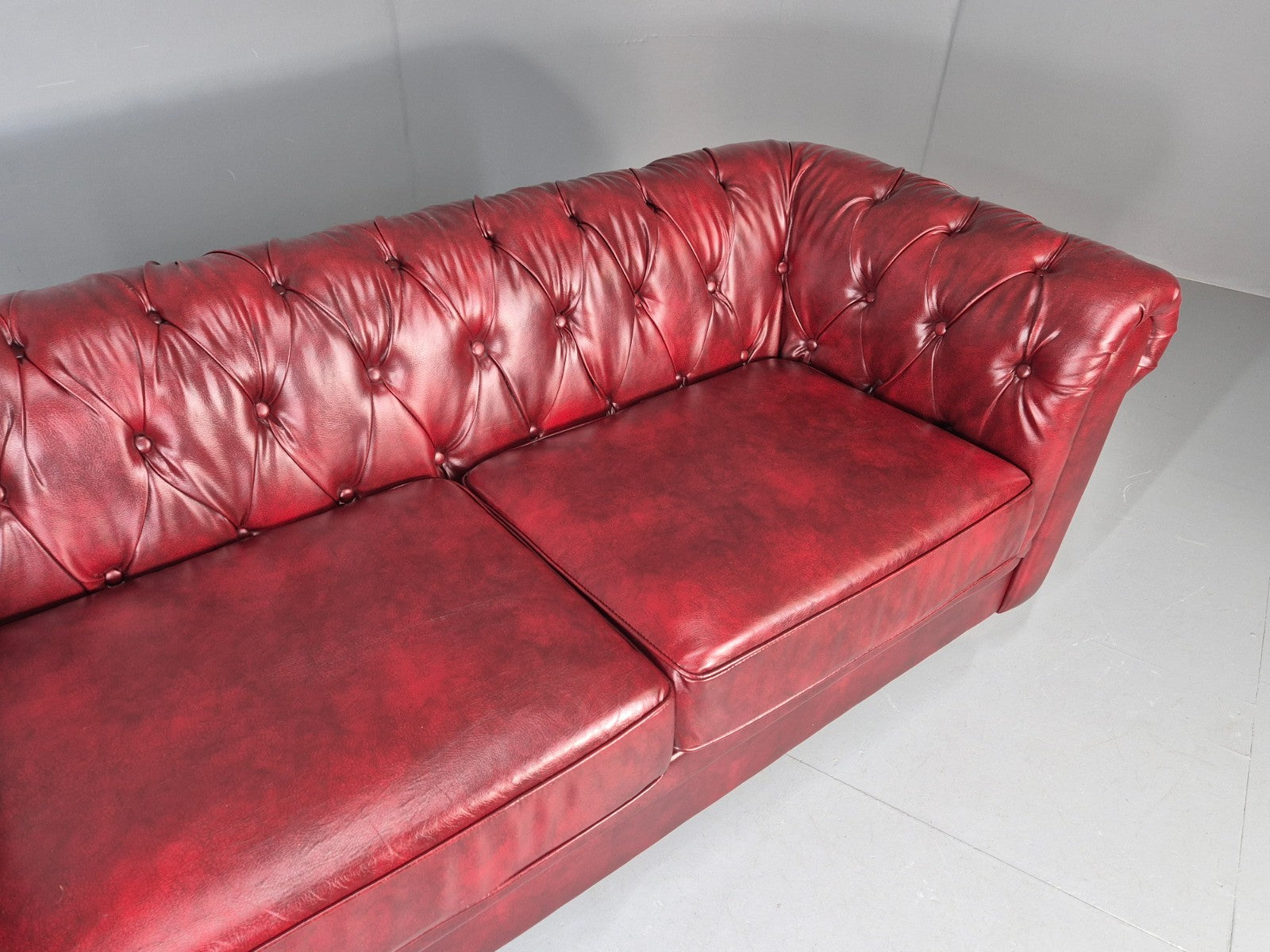Vintage Vegan Chesterfield Red Vinyl Upholstery EB11665 VCHE6