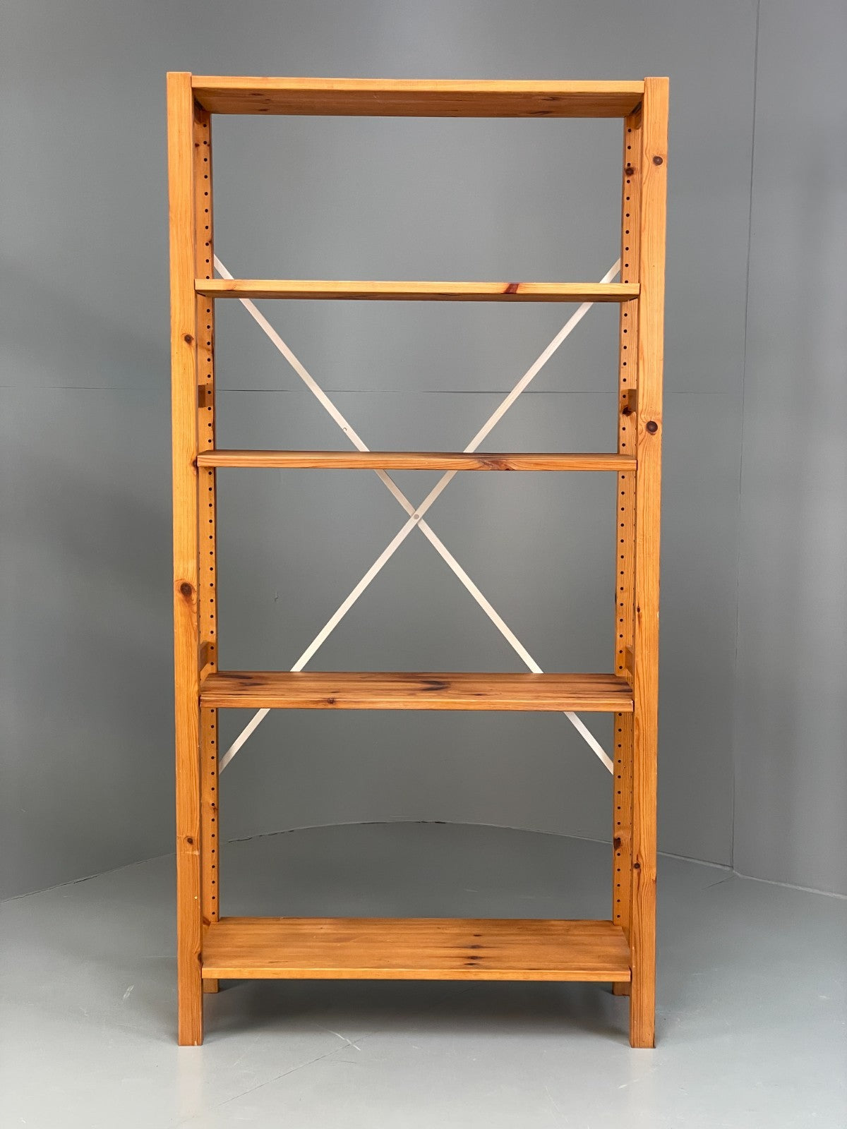 Pine Open Shelving Unit Adjustable Retro Scandi Solid EB11783 MWOO1