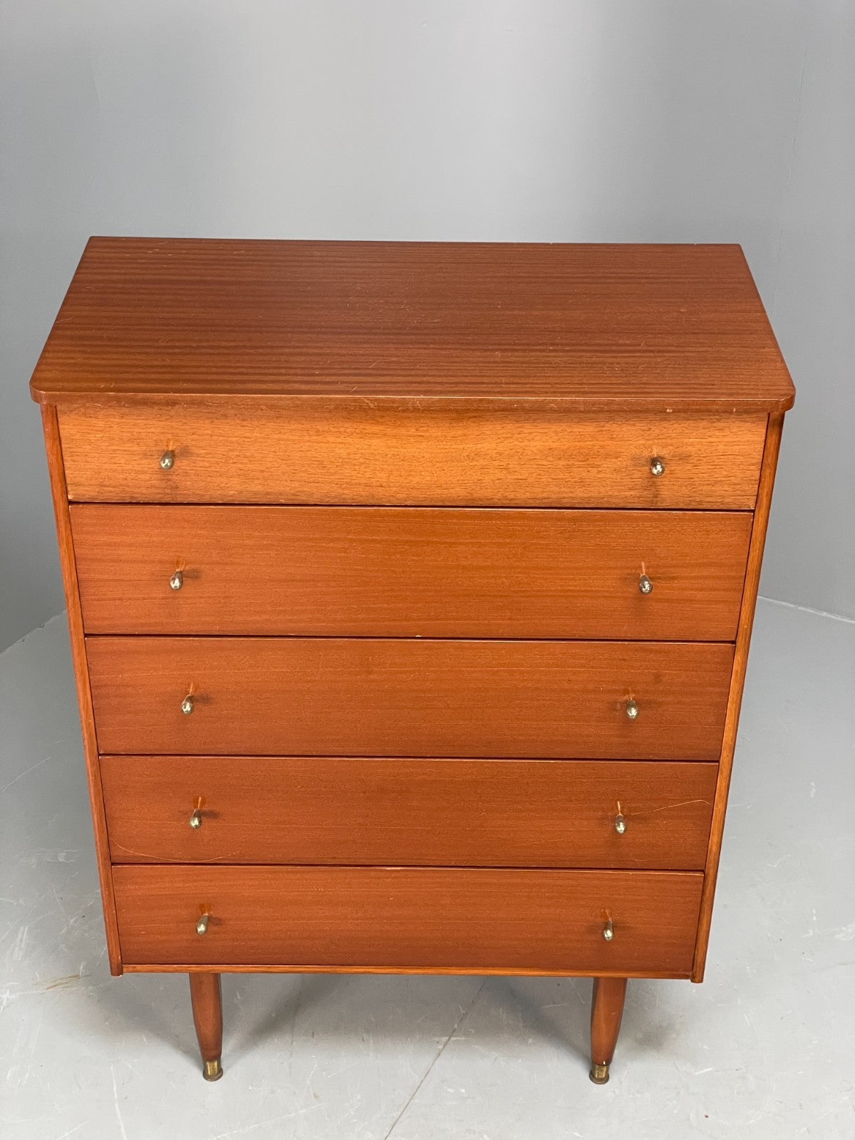Vintage Austinsuite Chest Of Drawers Walnut Brass Handles 1960s EB10677 MWOO3