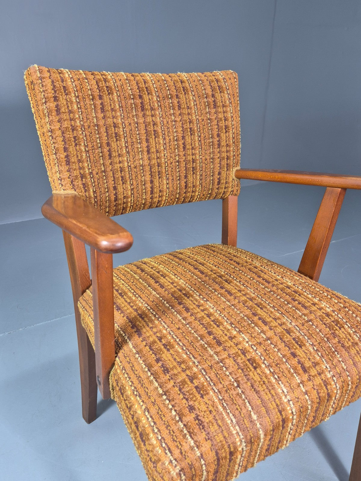 1960s Danish Teak Desk Chair Orange Wool Retro Mid Century  EB10779 MNOR12