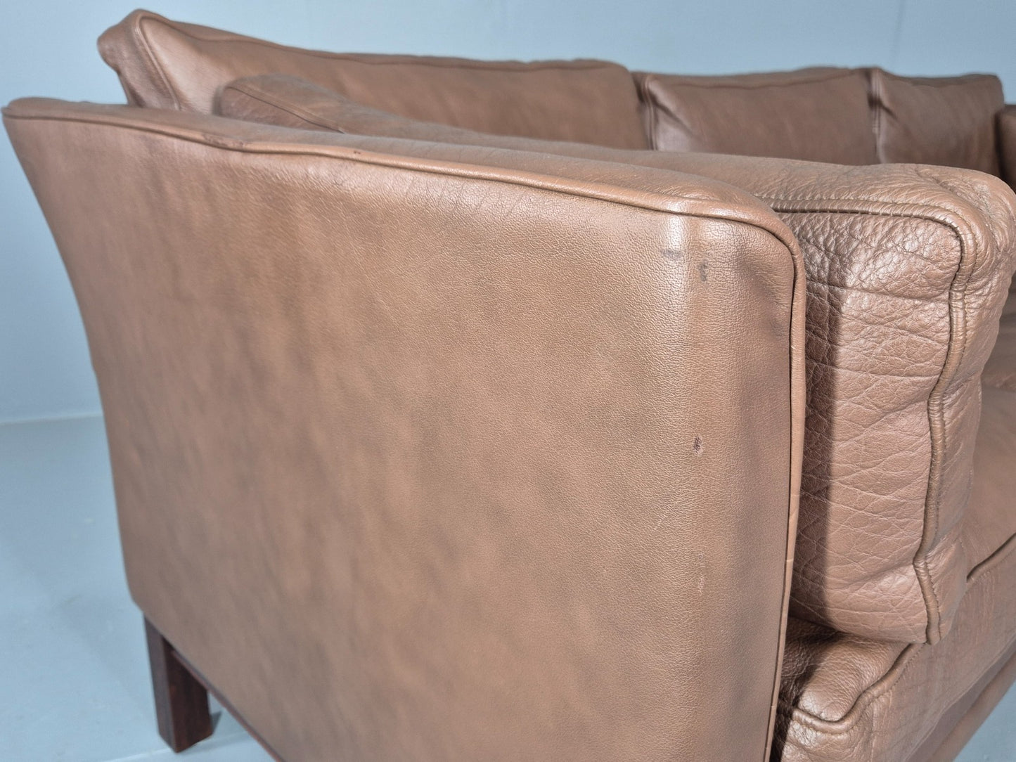 Vintage Danish 3 Seater Sofa Danish Brown Leather 1970s Retro MCM  EB10486 M3SS13