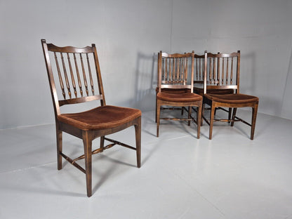 5 Vintage Dining Chairs Brown Velour Mahogany Stag 1970s Retro EB9148 VDIN - UKDK FURNITURE