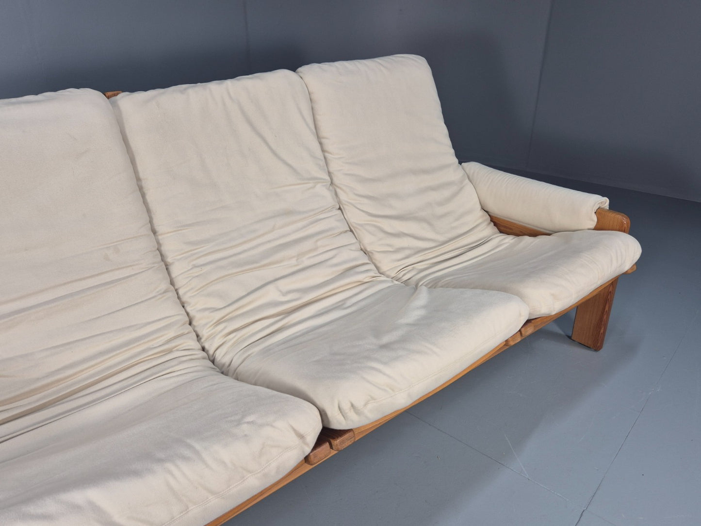 Swedese Pine Three Seater Settee  Canvas Cover Yngve Ekstrom 1970s EB10638 M3SS3
