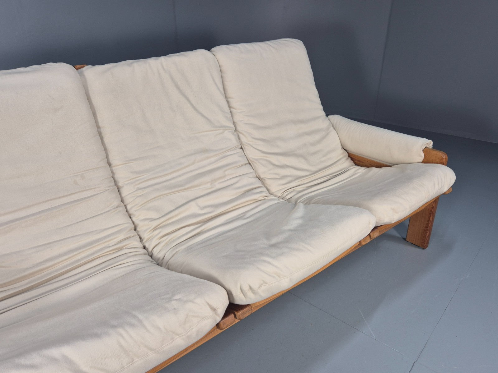 Swedese Pine Three Seater Settee  Canvas Cover Yngve Ekstrom 1970s EB10638 M3SS3