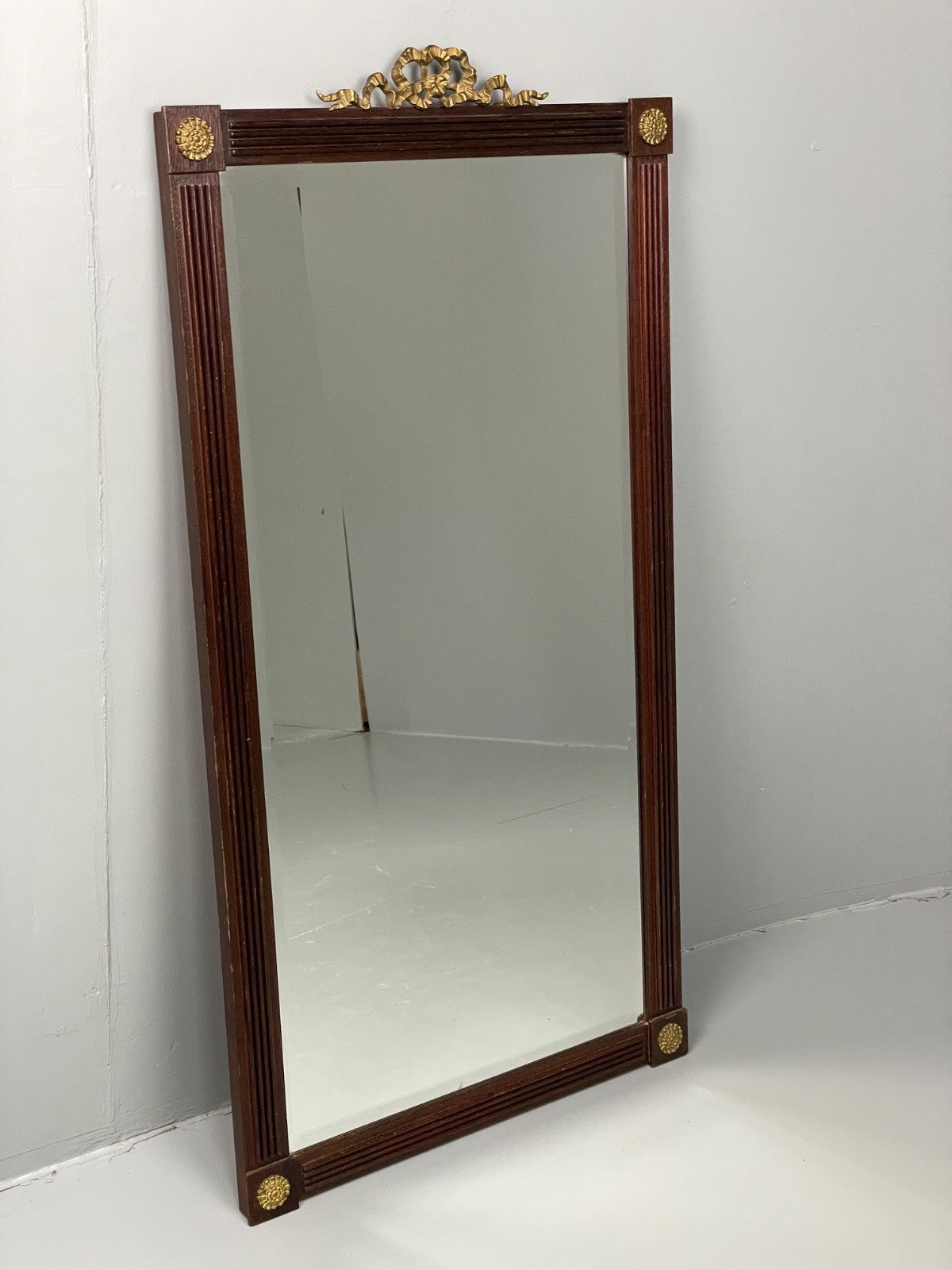 Vintage Mahogany Wall Mirror Regency Style Brass Detailing EB11052 MWOO1