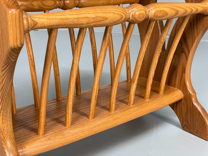 Vintage Ercol Side Table - Solid Light Elm Magazine Rack Country EB10978 MWOO8