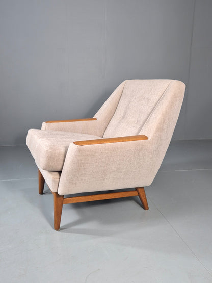 Vintage Danish Mid Century Lounge Chair Teak Frame New Upholstery EB11777 MNOR1