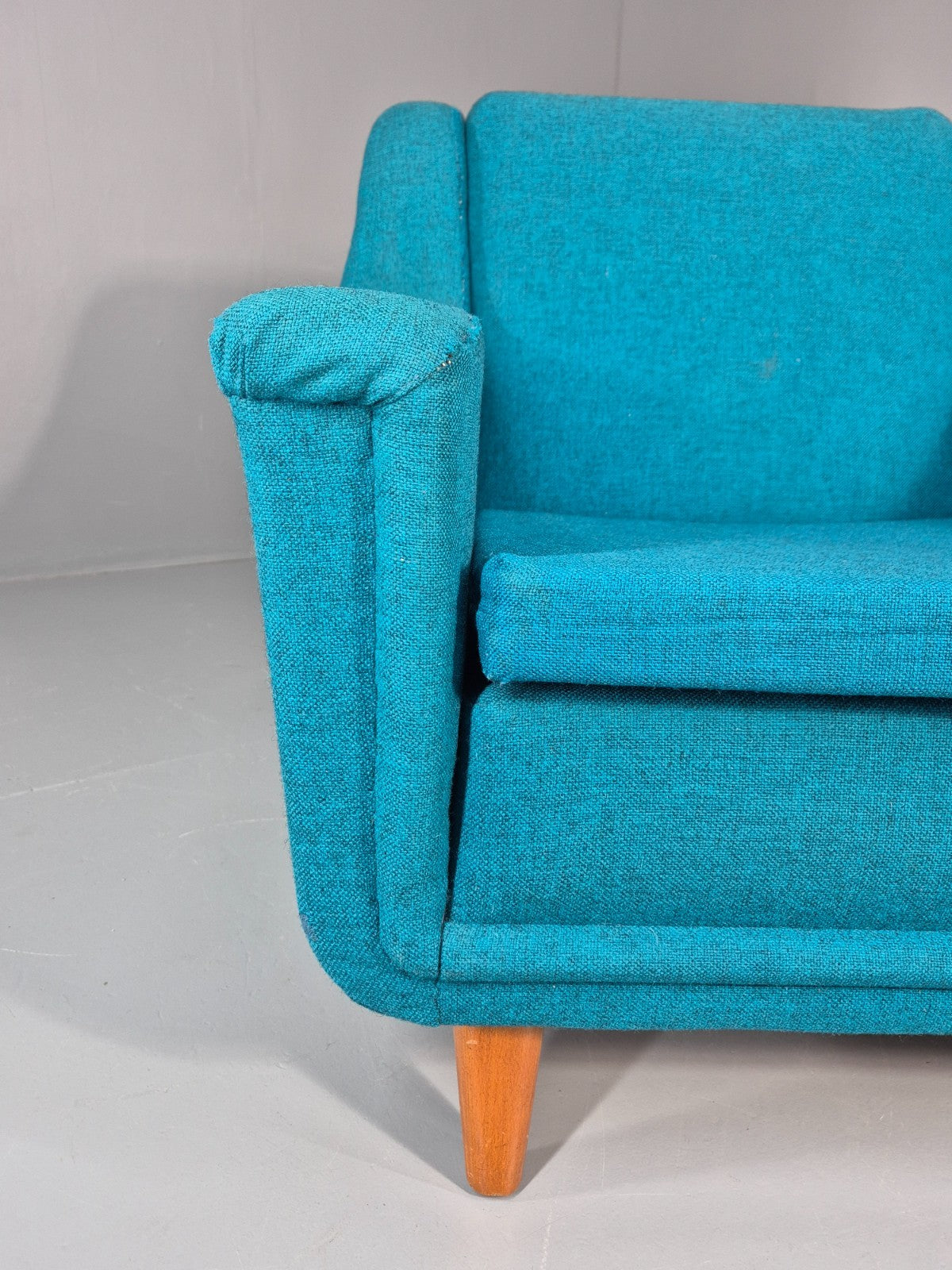 Vintage Swedish Lounge Chair 1960s Retro Dux Mid Century Blue Wool  EB11104 MNOR4