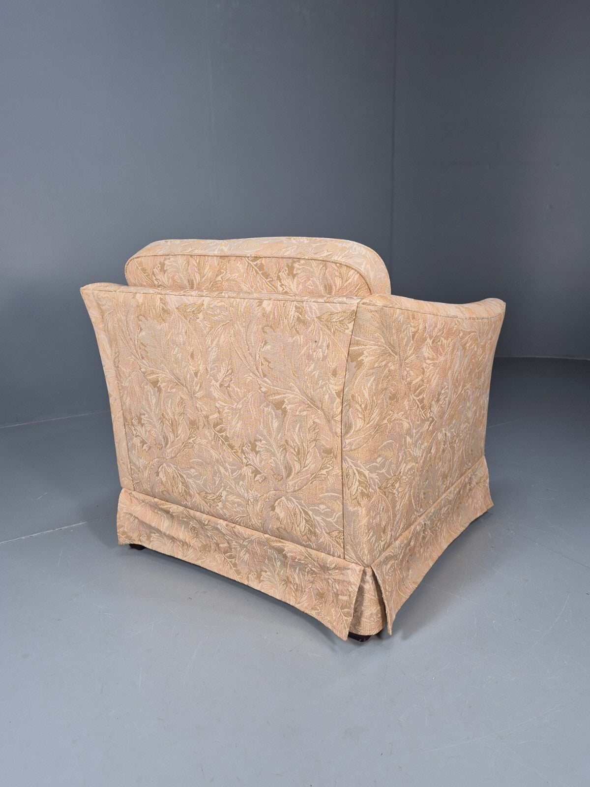 Vintage Danish Lounge Chair Peach Floral Upholstery 1970s Retro EB8974 VCLO - UKDK FURNITURE