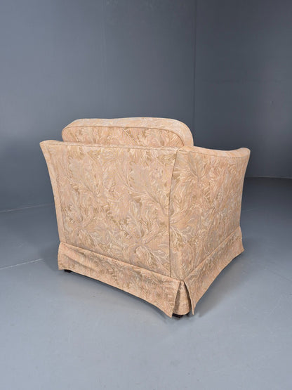 Vintage Danish Lounge Chair Peach Floral Upholstery 1970s Retro EB8974 VCLO - UKDK FURNITURE