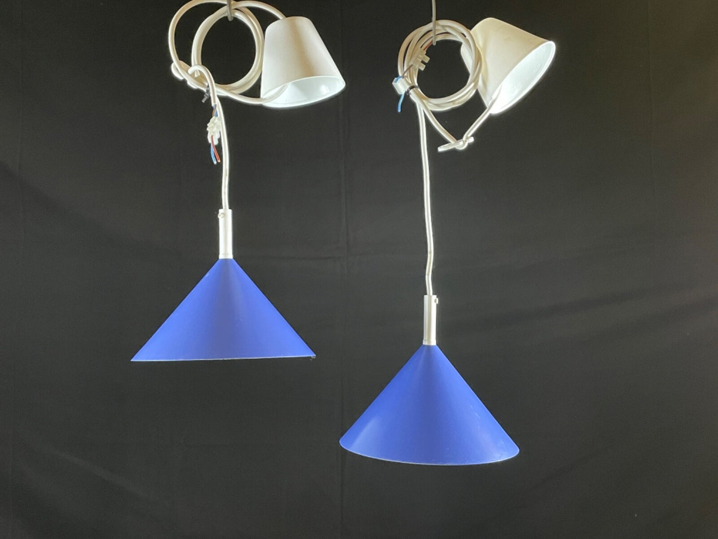 Danish Pair Pendant Lights Design A/S Model: Costa Blue Retro EB5104 LCLC2