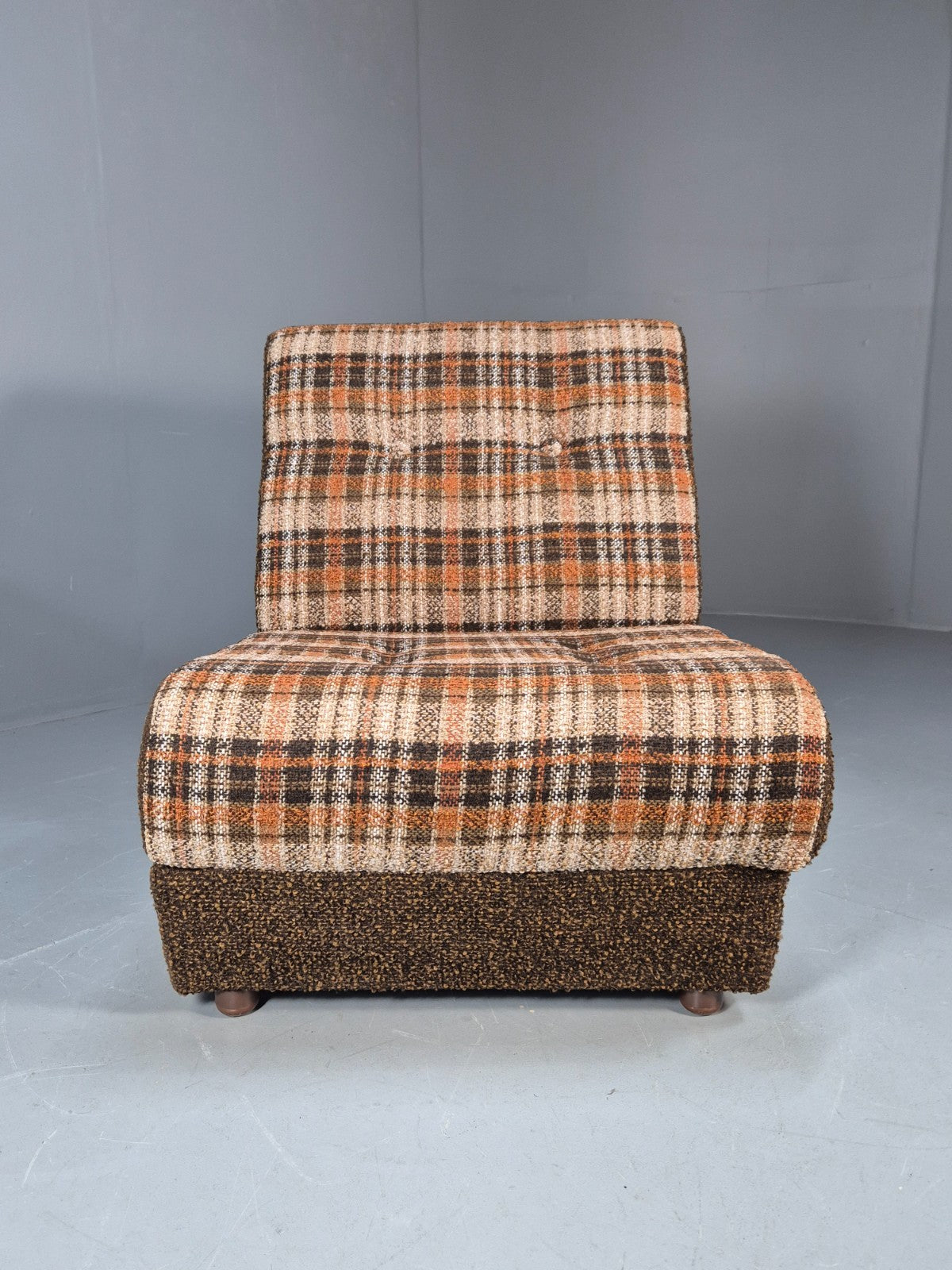 Vintage Sofabed Chair Schreiber Put U Up Checked Brown Wool 1970s EB9987 M4SS4
