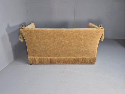Vintage Two Seater Sofa Green Velour Studded Tassels Danish Design EB9549 V2SS - UKDK FURNITURE