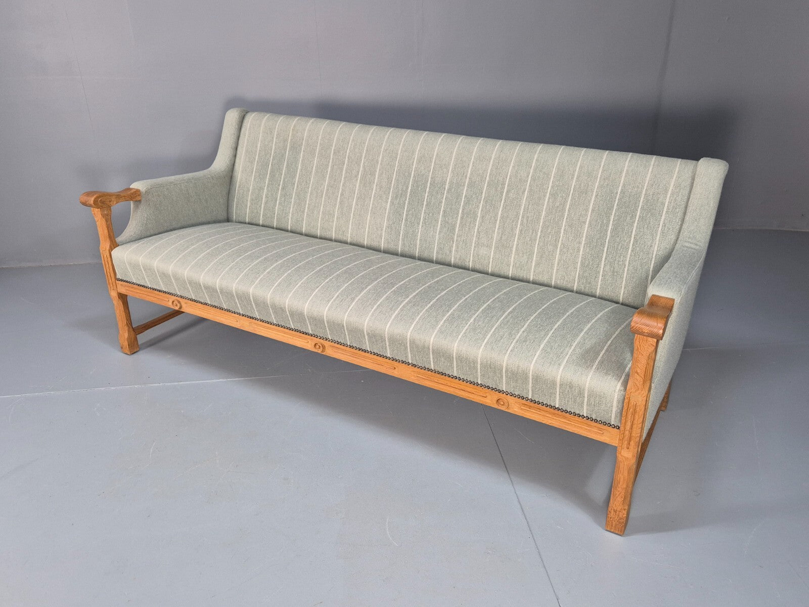 Vintage Danish Kjaernulf Style 3 Seat Sofa Oak Frame 1970s Retro EB9643 M3SS - UKDK FURNITURE