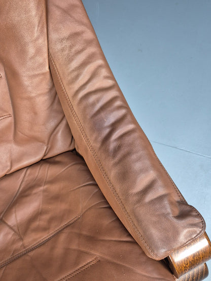 Vintage Skippers Apollo Brown Leather Bentwood Lounge Chair Danish EB9306 MBEN - UKDK FURNITURE