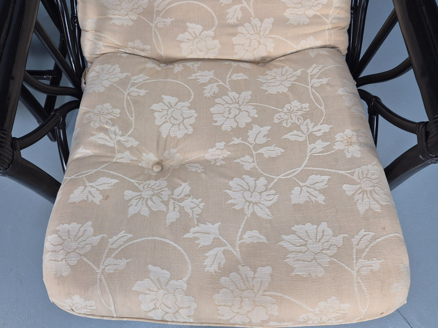 Vintage Japanned Bamboo Lounge Chair and Footstool 1980s Retro EB10718 VBER13