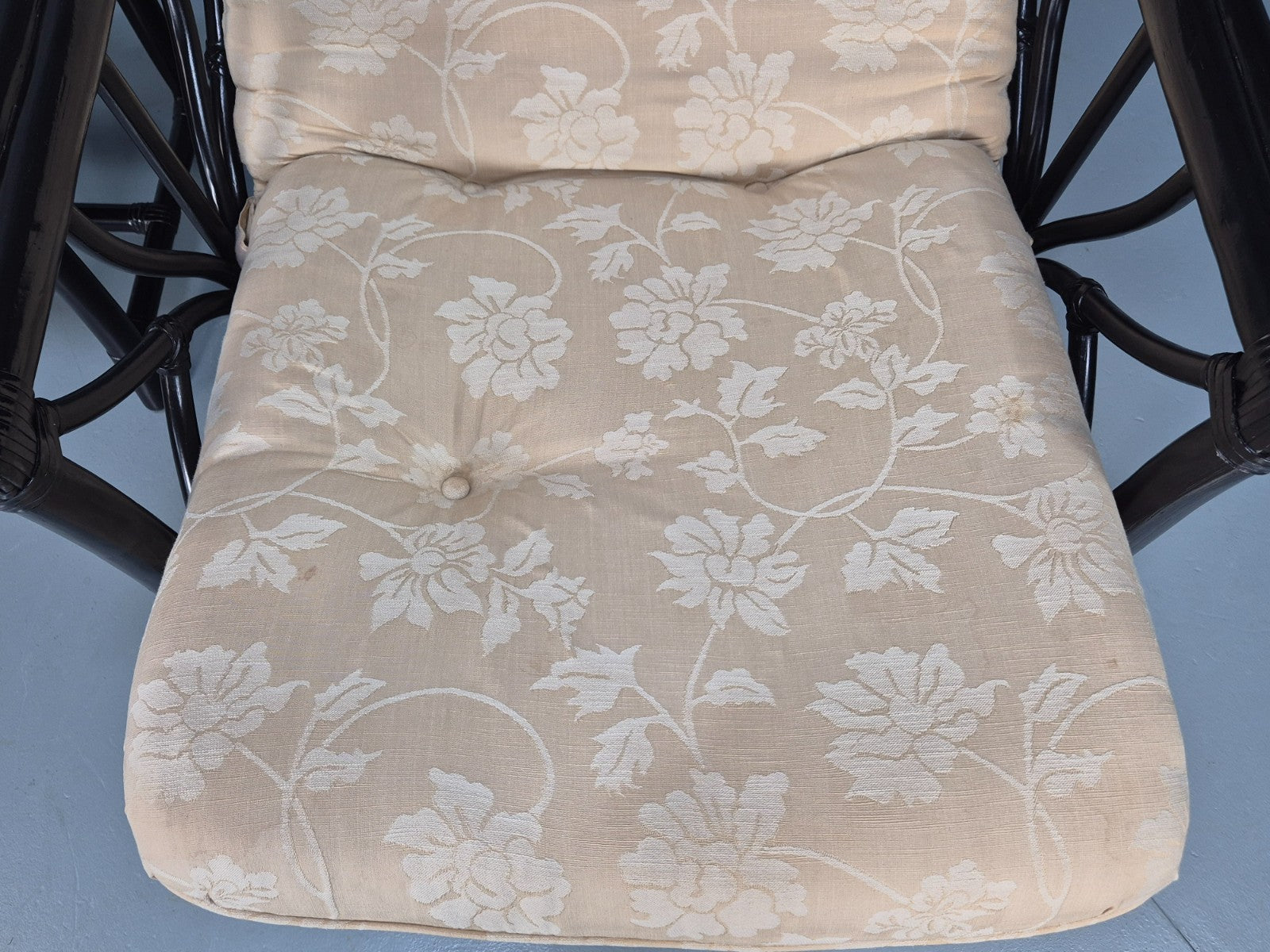 Vintage Japanned Bamboo Lounge Chair and Footstool 1980s Retro EB10718 VBER13