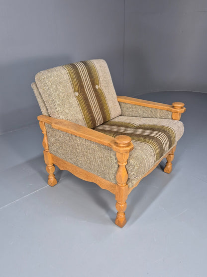 Vintage Danish Kjaernulf Style Oak and Wool Lounge Chair 1970s EB9714 MNOR - UKDK FURNITURE