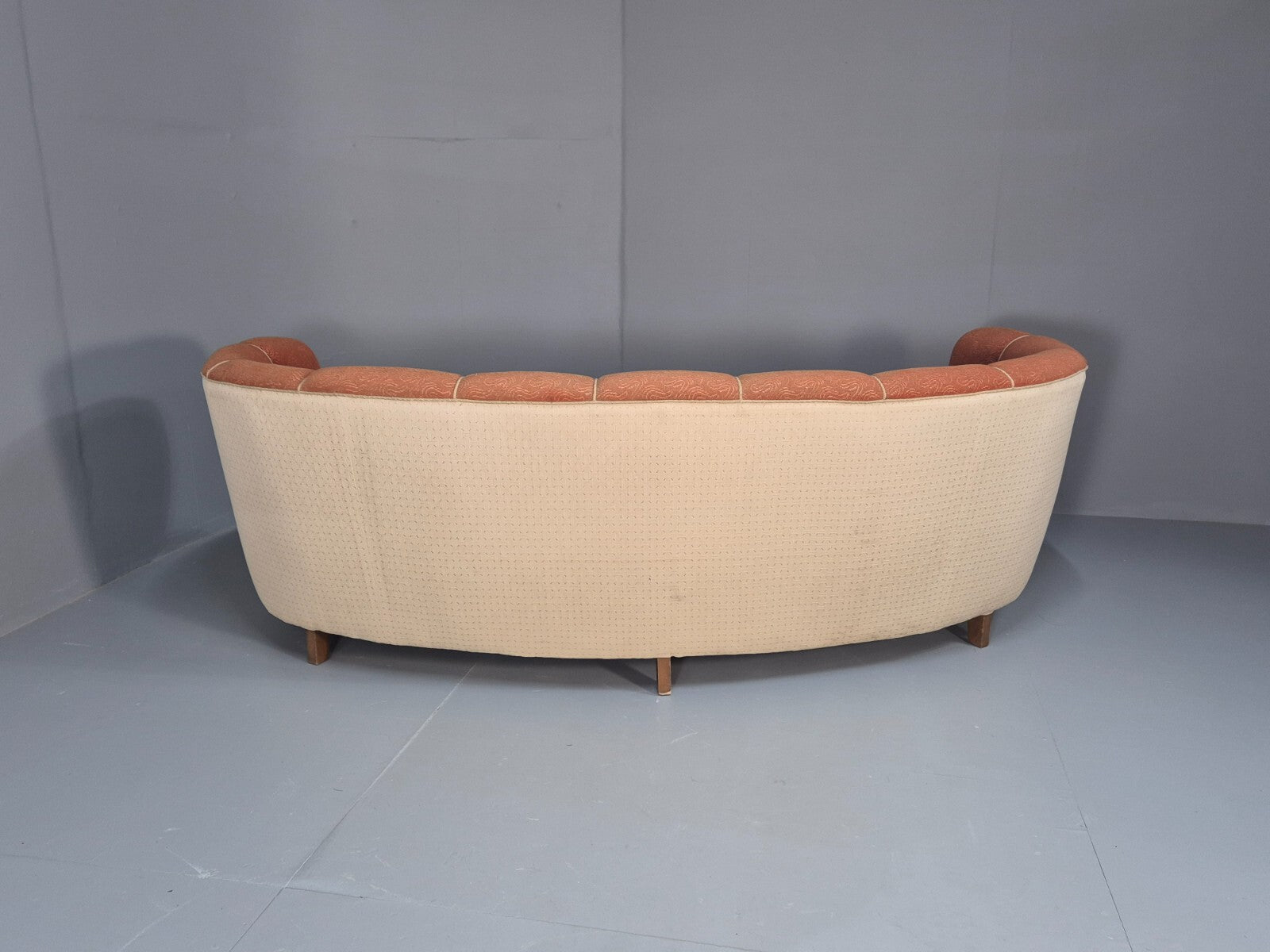 Vintage Danish Art Deco Banana Sofa Peach and Cream 1930s Retro EB9745 V3SS - UKDK FURNITURE