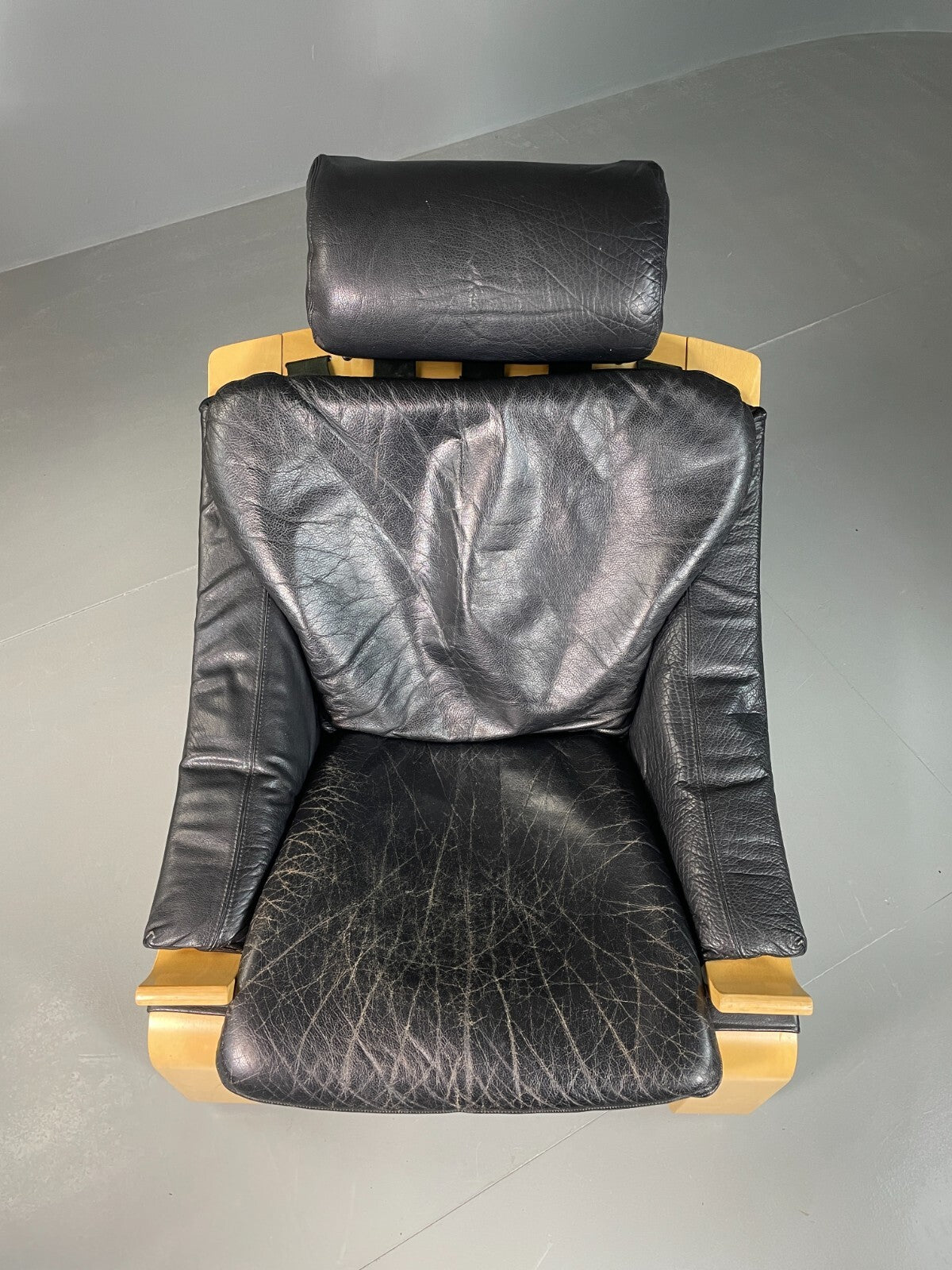 Vintage Swedish Lounge Chair Black Leather Krokken Retro MCM EB6604 MBEN3