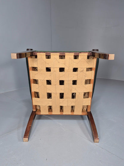 A Vintage Danish Antique Chair Green and Mahogany Shield Back 1920s EB8924 VCLO - UKDK FURNITURE