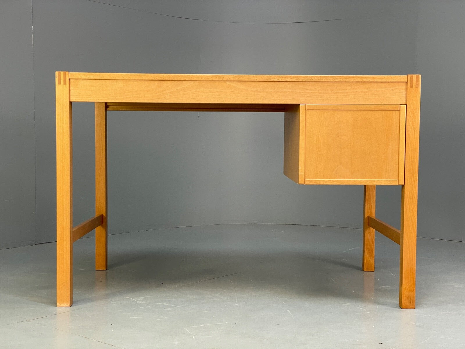 Vintage Danish Beech Desk Compact Exposed Joints Sliding Drawers EB9440 MWOO - UKDK FURNITURE