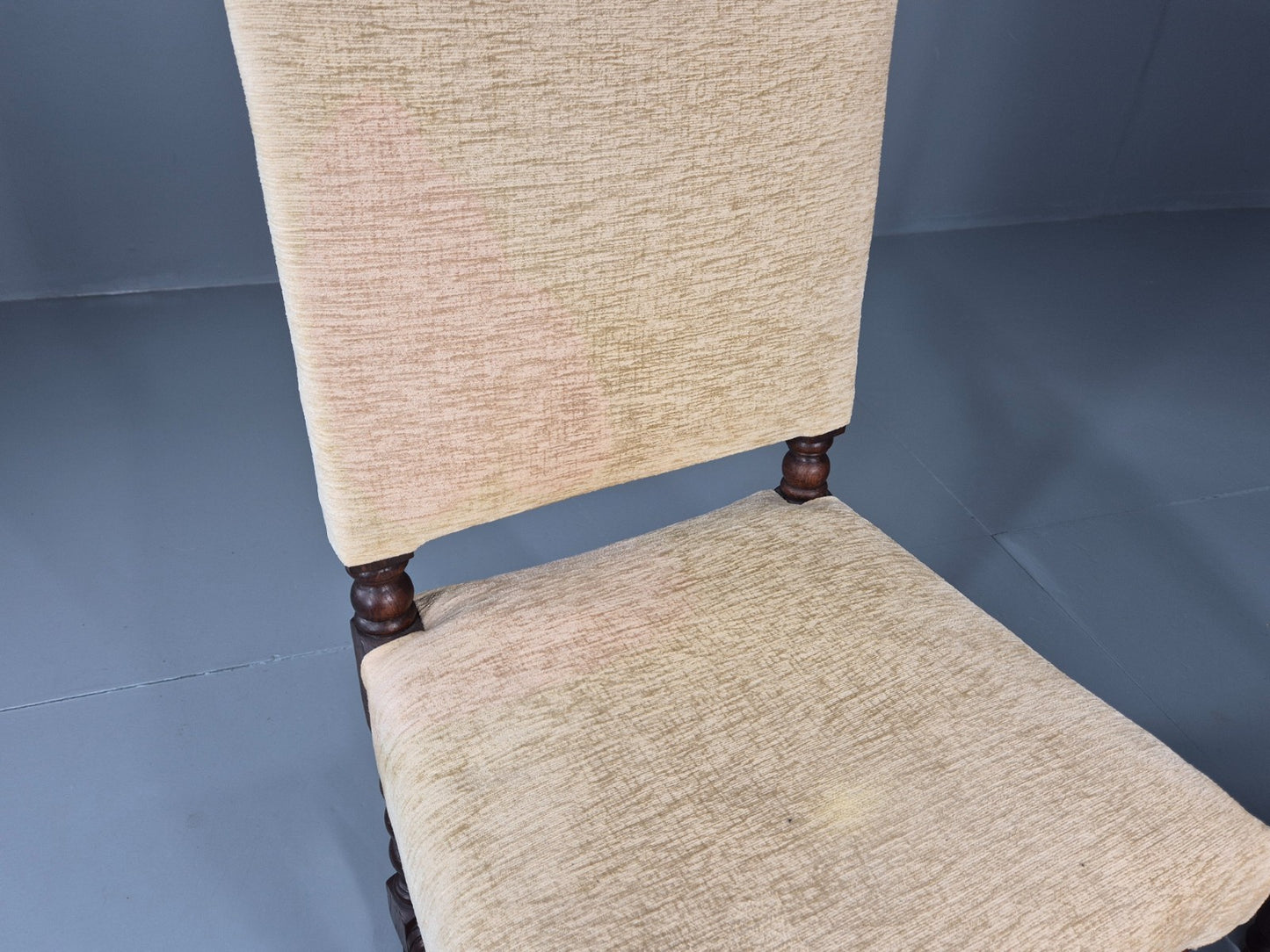 2 Baroque Dining Chairs in Oak Barley Twist H Stretchers Antique EB11425 VDIN13
