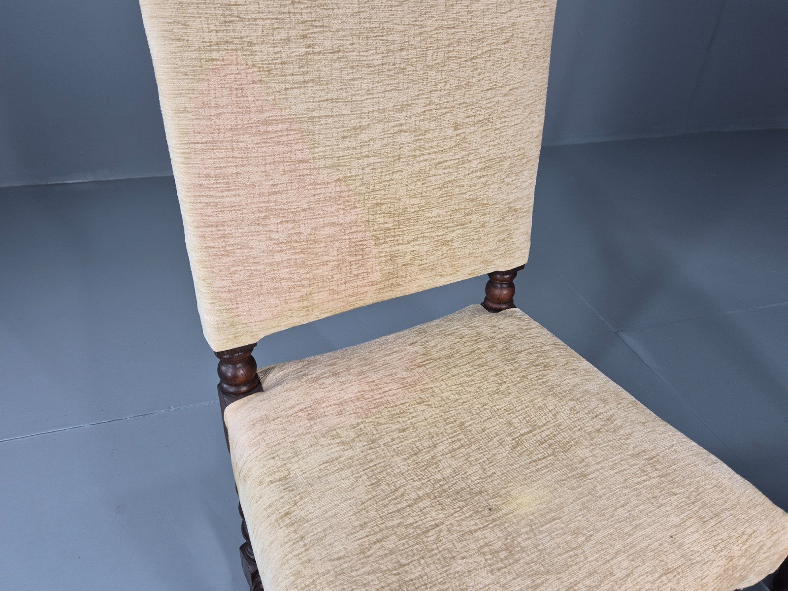 2 Baroque Dining Chairs in Oak Barley Twist H Stretchers Antique EB11425 VDIN13