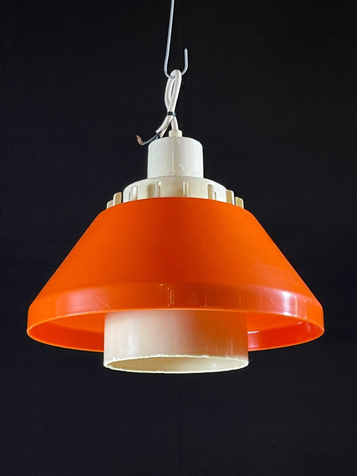 Danish Pendant Light Lyskaer Belysning Model 854 Orange Plastic EB5089 LCLC0