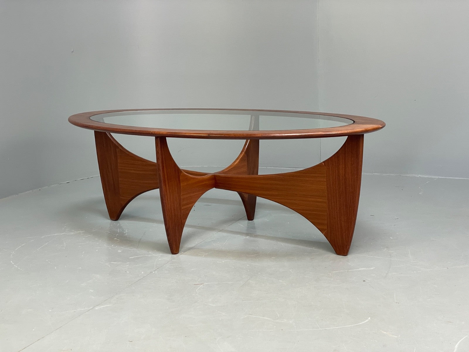 G Plan Astro Oval Teak Coffee Table Vintage Mid Century Glass Top EB10 ...