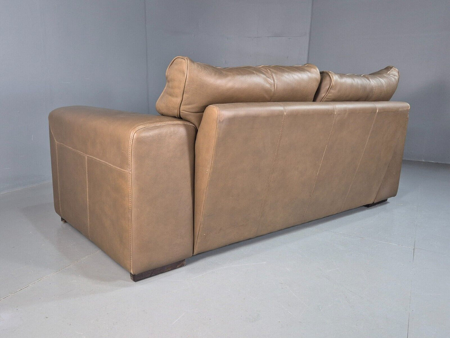 Vintage 2 Seat Sofa Taupe Leather Italian Modern Style EB8163 M2SS - UKDK FURNITURE