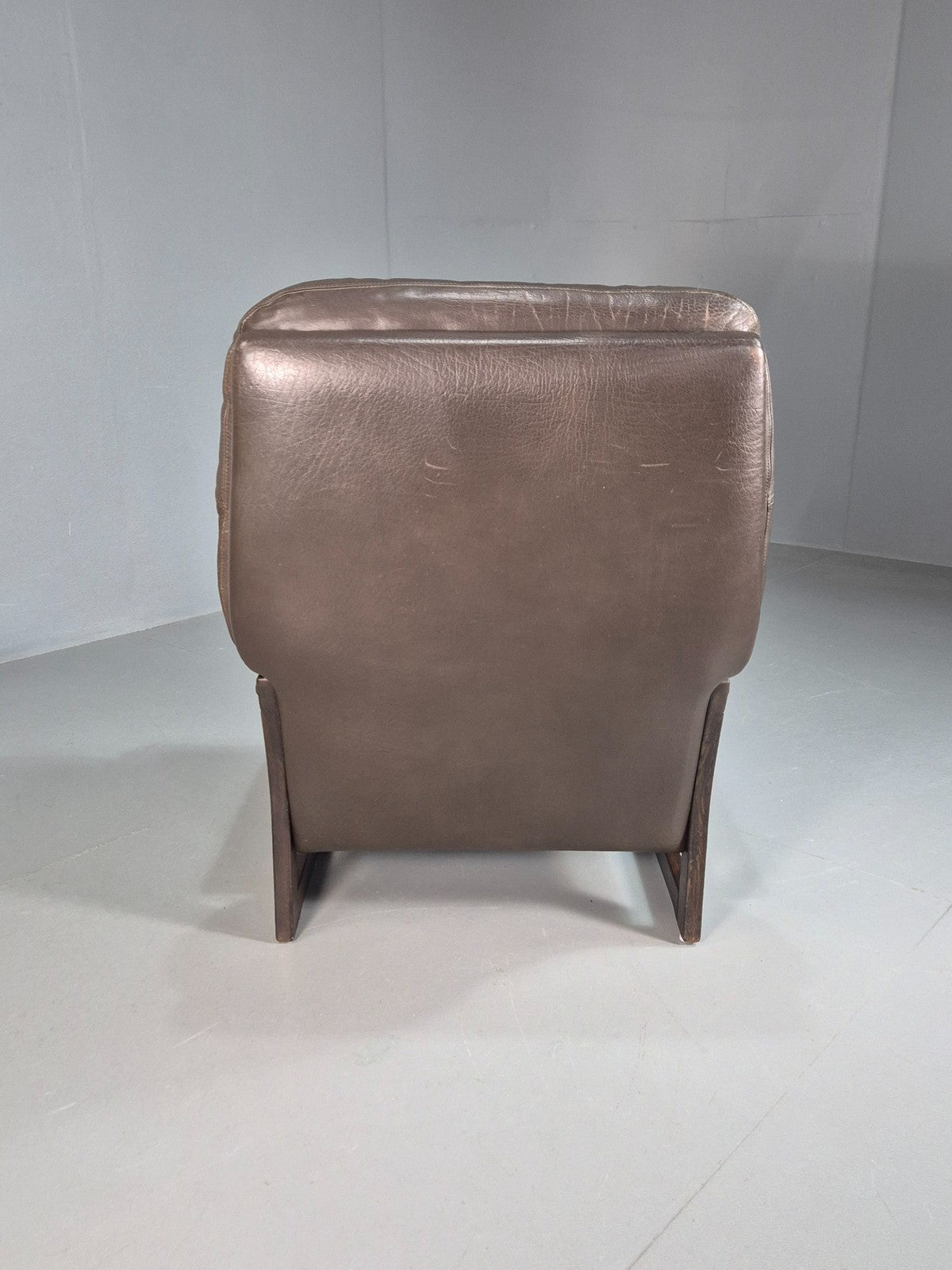 Vintage Mid Century Danish Leather Lounge Chair Stitched Detail Retro 70s EB82398