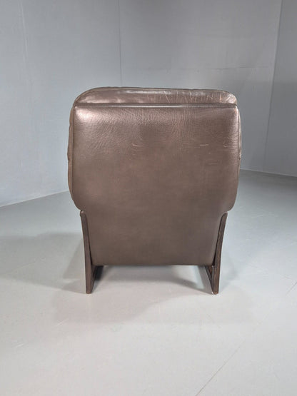 Vintage Mid Century Danish Leather Lounge Chair Stitched Detail Retro 70s EB82398