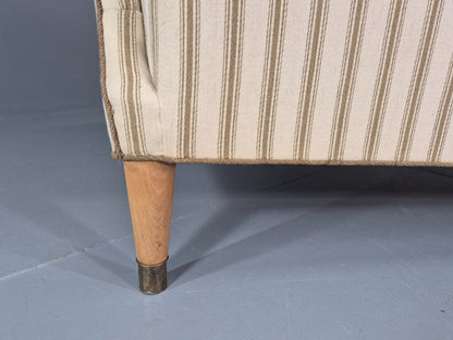 Three Seater Art Deco Curved Sofa 1930s Vintage Cream Green Wool  EB10799 V3SS5