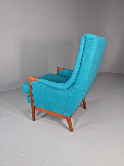 Vintage 1960s Lounge Chair Reupholstered Blue K E Ekselius For JOC EB11092 MNOR17