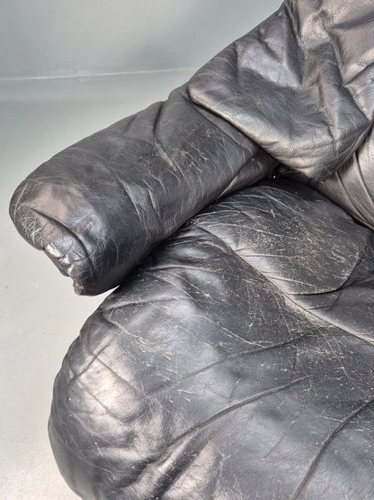 Vintage Norwegian Swivel Lounge Chair Black Leather Stressless Retro EB8490 MSWI - UKDK FURNITURE