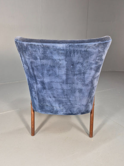 Danish 1960s Armchair Teak Blue Pink Fabric Eran Møbler EB9316 MNOR - UKDK FURNITURE