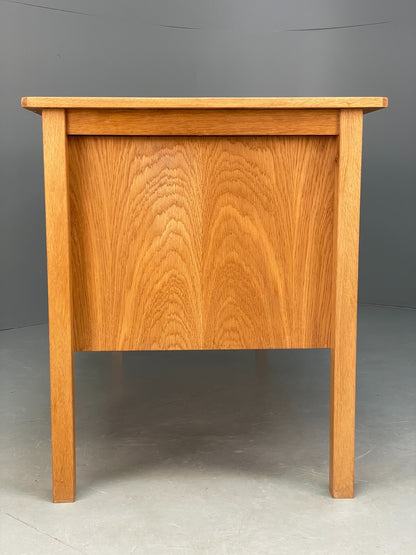 Vintage Danish Oak Desk Teak Handles With Drawers And Storage EB8722 MWOO - UKDK FURNITURE