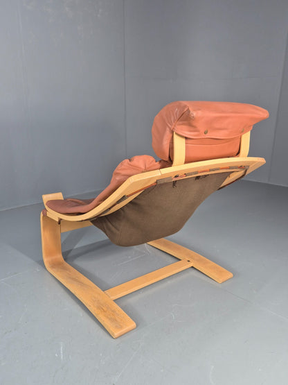Vintage Leather Lounge Chair Mid Century Kroken Aki Fribyter Retro EB11309 MBEN22