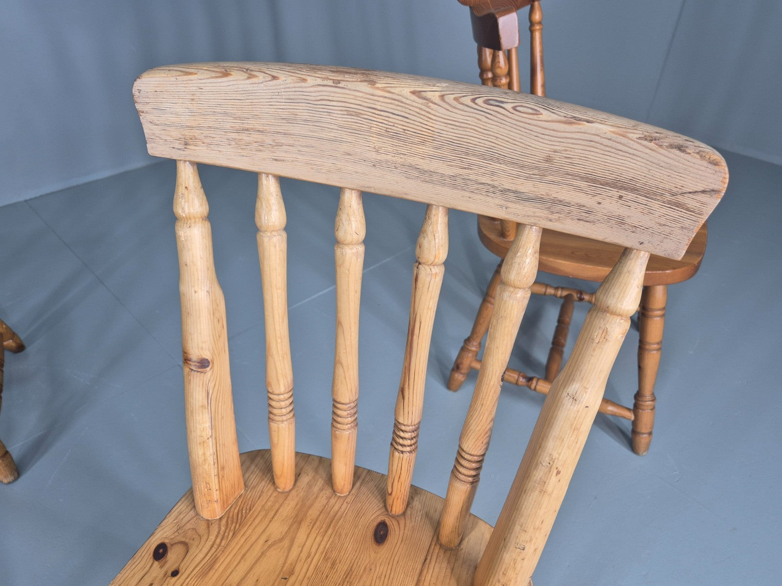 Harlequin set of 4 Vintage Pine Dining Chairs 1980s Retro EB11744 VDIN12