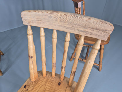 Harlequin set of 4 Vintage Pine Dining Chairs 1980s Retro EB11744 VDIN12
