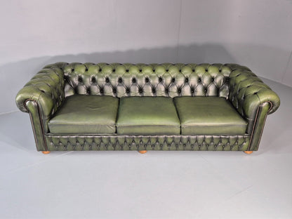 Three Seater Green Leather Chesterfield Quality Version Retro EB11032 VCHE4