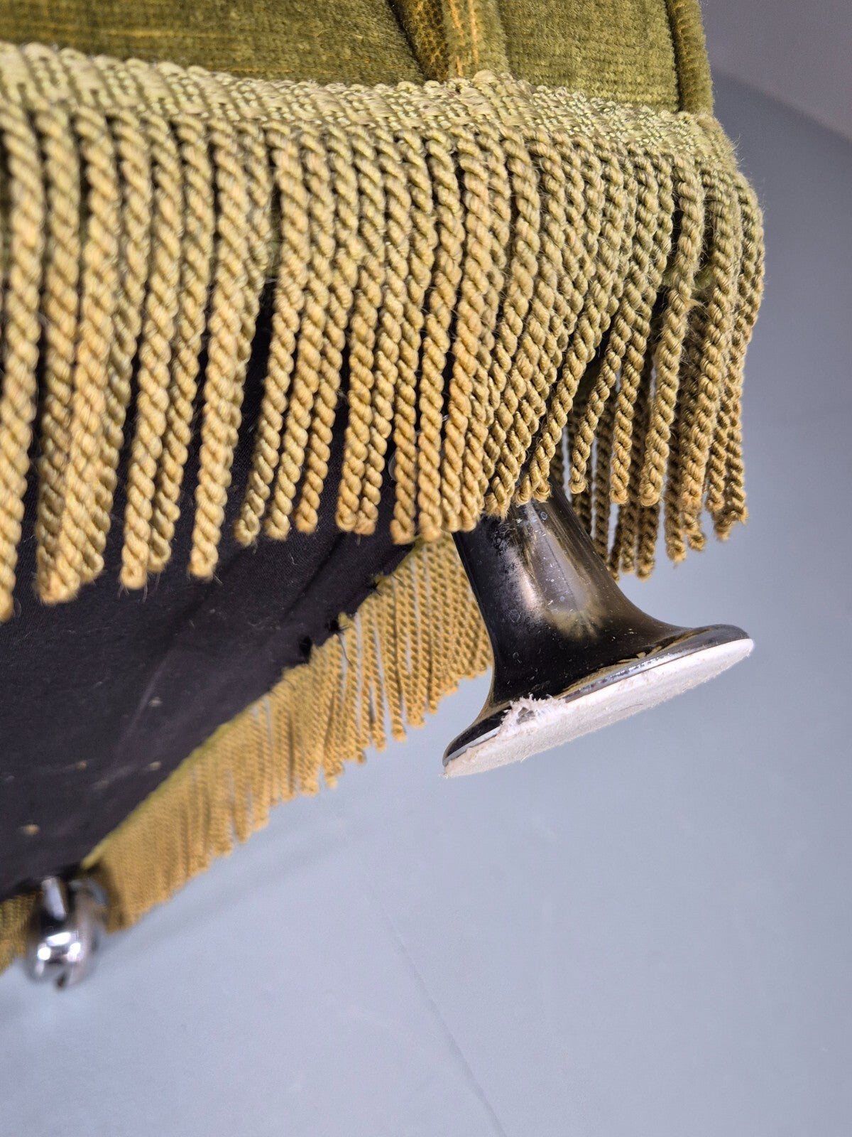 Vintage Danish Green Wing Back Lounge Chair 1970s Retro Tassels EB9576 VCLO - UKDK FURNITURE